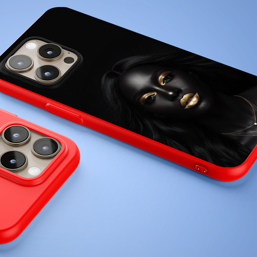 Golden Lips Melanin Goddess iPhone 15 Pro and Pro Max Case