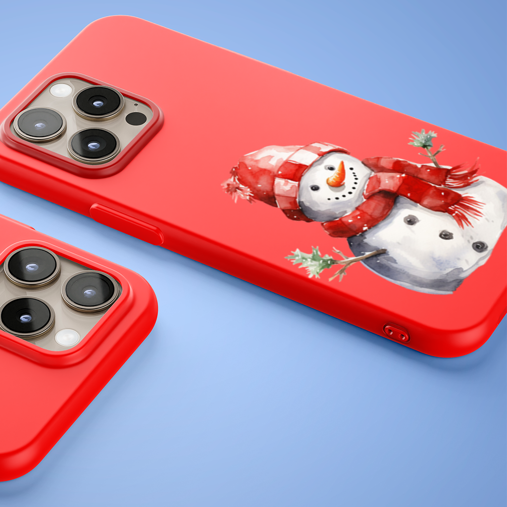 Cozy Red Scarf Snowman iPhone 15 Pro and Pro Max Case