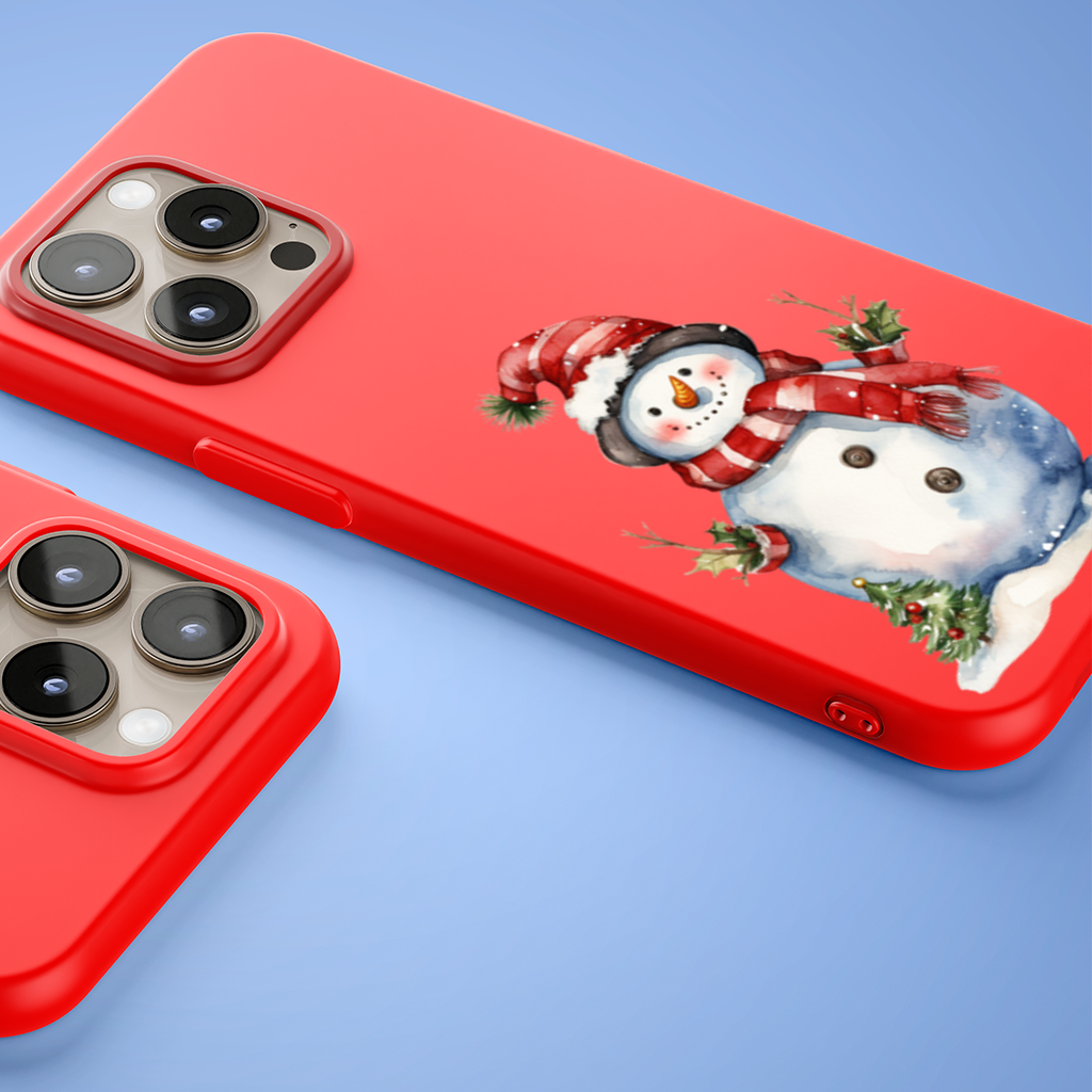 Whimsical Red Snowman iPhone 15 Pro and Pro Max Case