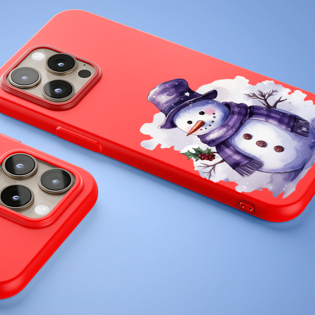 Whimsical Purple Snowman iPhone 15 Pro and Pro Max Case