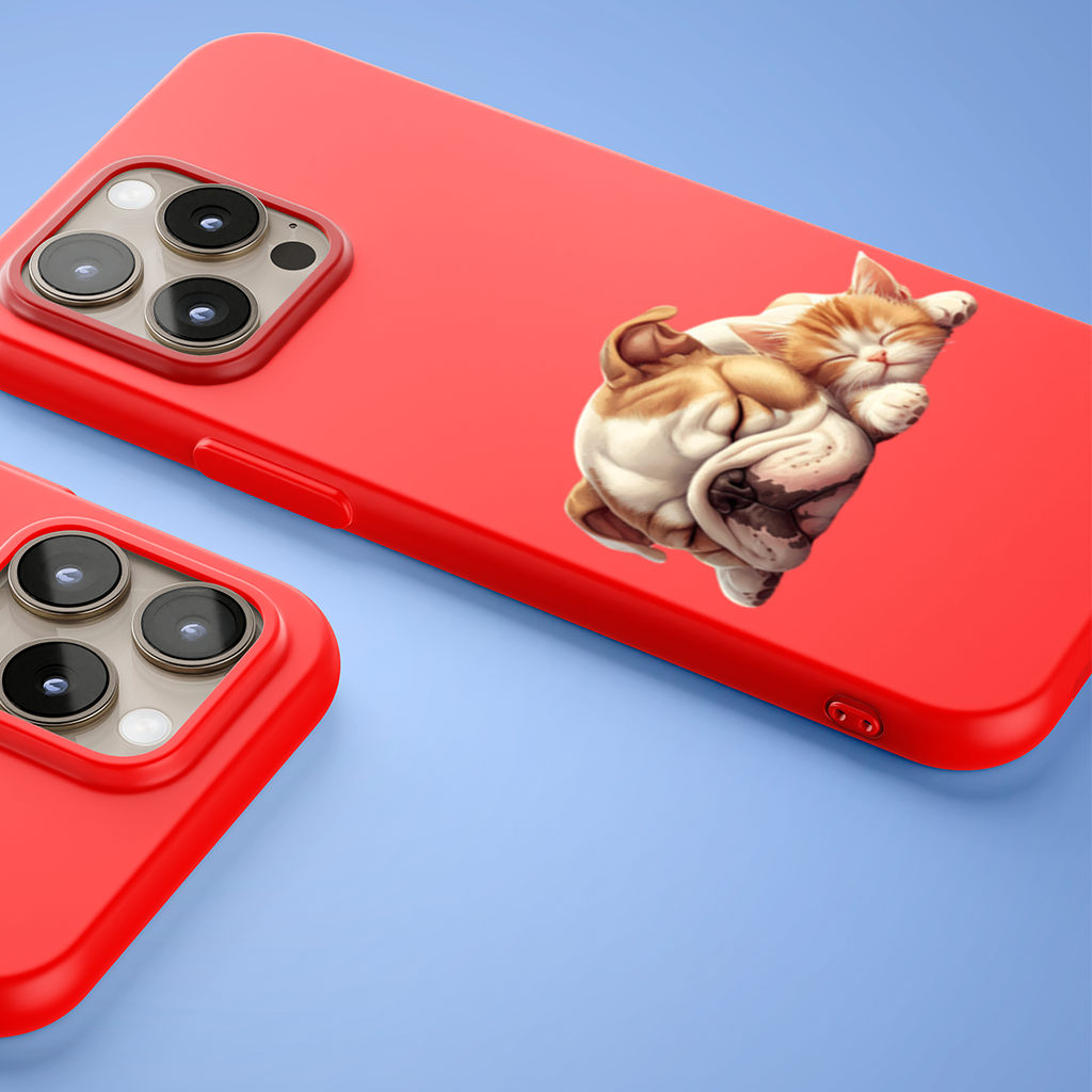 Sleeping Bulldog and Ginger Kitten iPhone 15 Pro and Pro Max Case