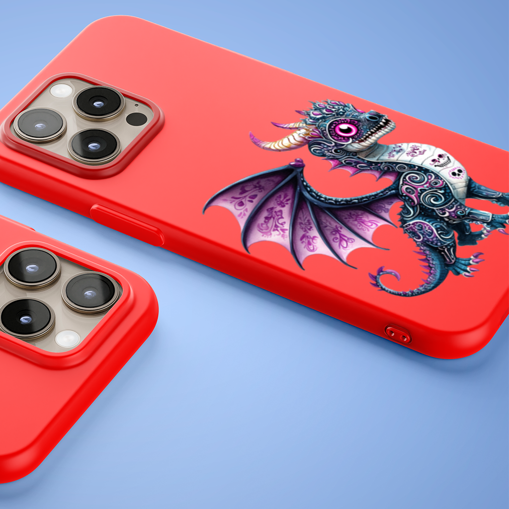 Purple Sugar Skull Dragon iPhone 15 Pro and Pro Max Case