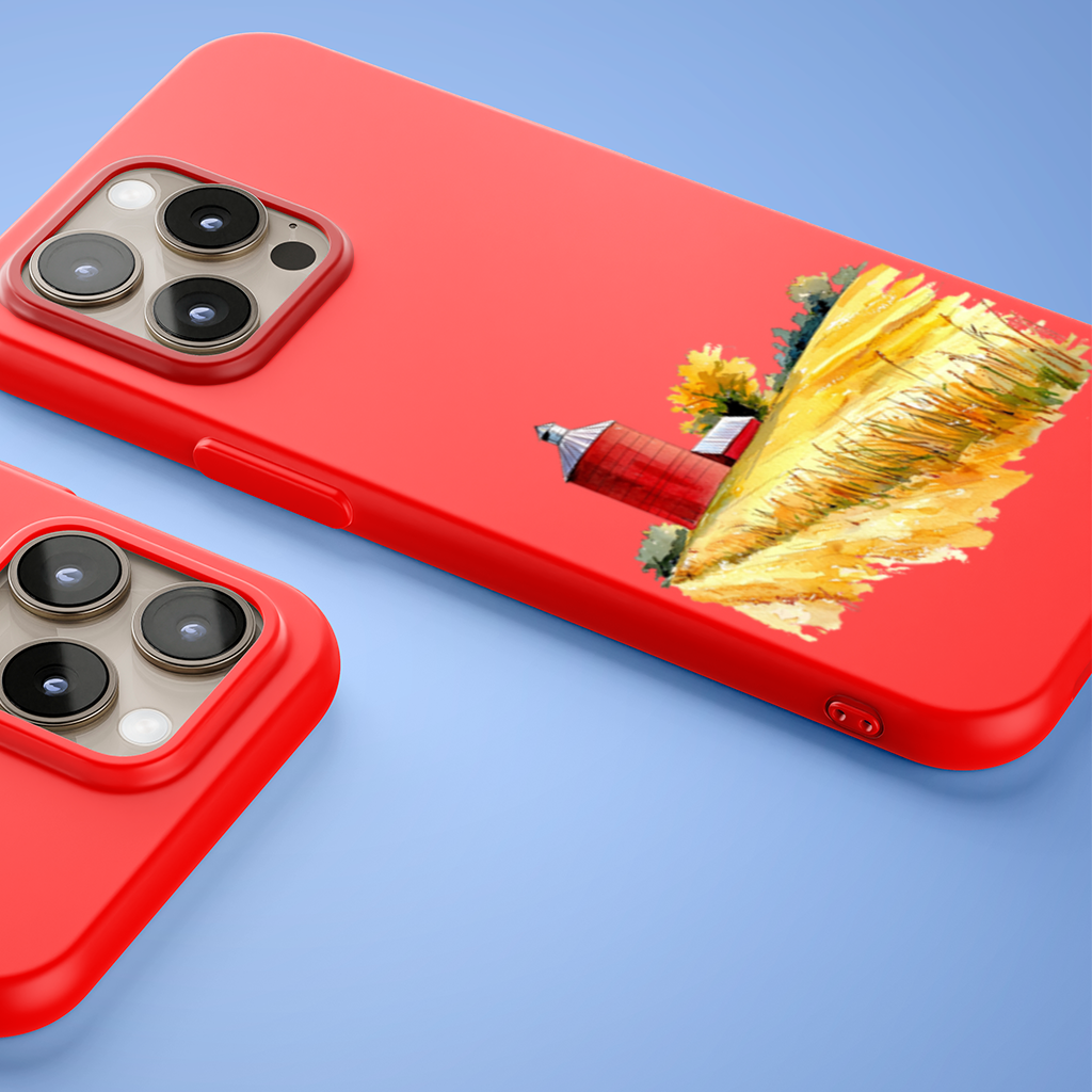 Red Farm Silo and Golden Wheat Field iPhone 15 Pro and Pro Max Case