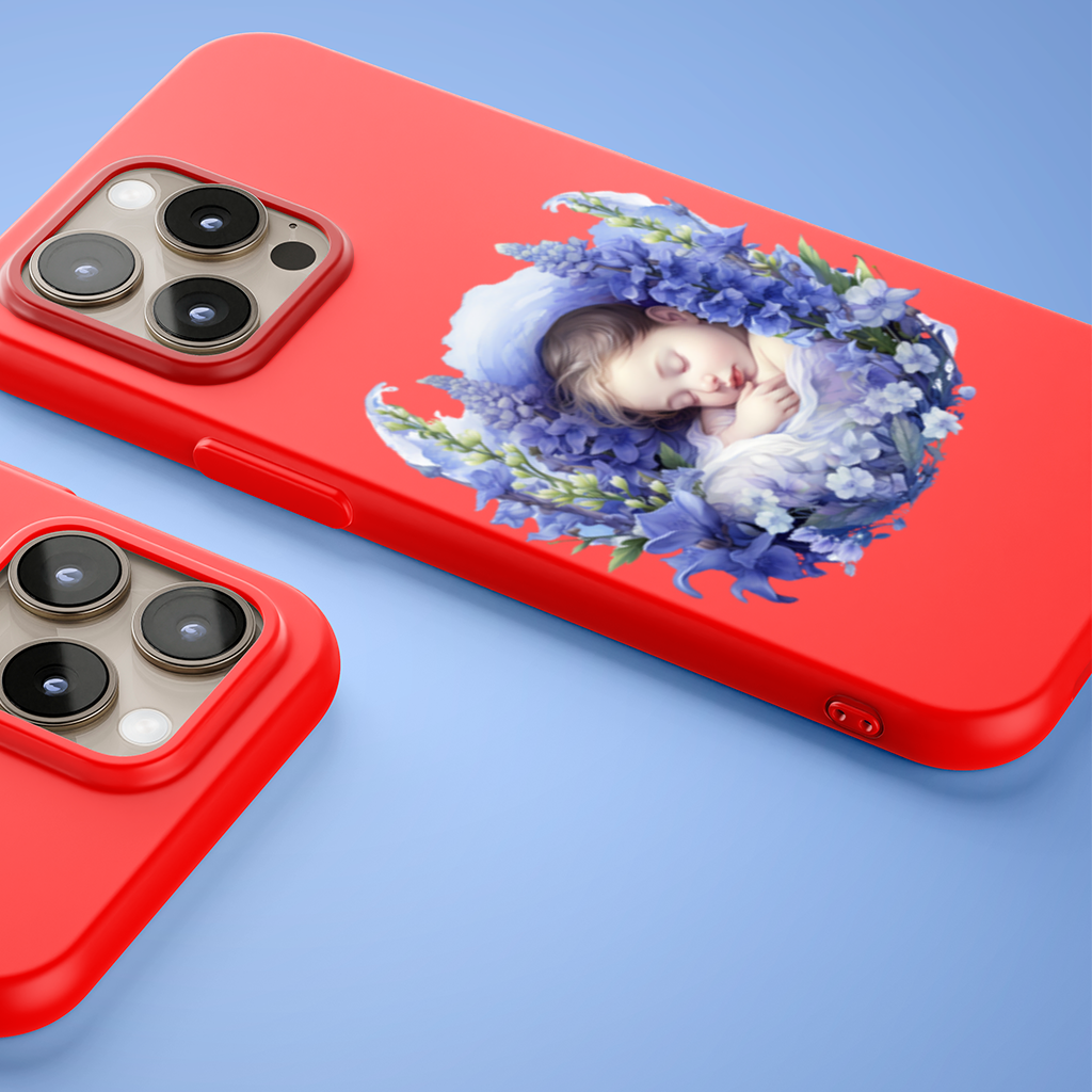 Sleeping Baby Blue Larkspur iPhone 15 Pro and Pro Max Case
