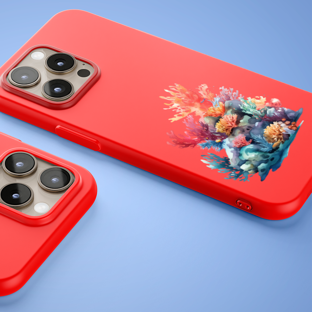 Vibrant Watercolor Coral Reef Scene iPhone 15 Pro and Pro Max Case