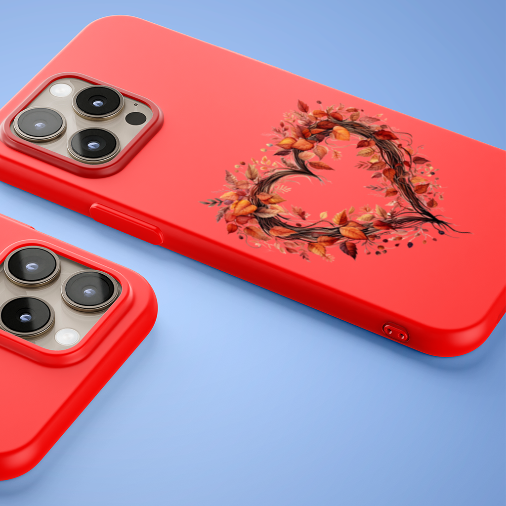 Autumn Leaves Heart Wreath iPhone 15 Pro and Pro Max Case