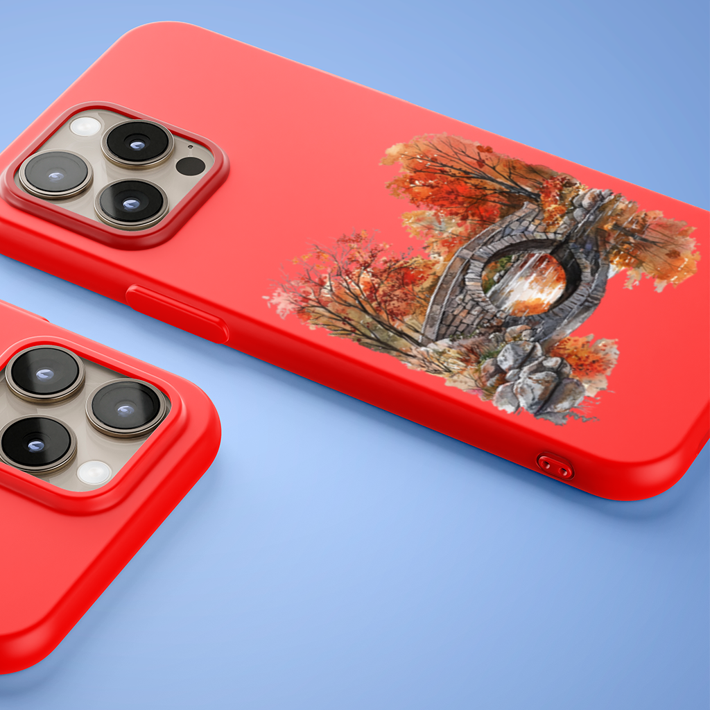 Sonbahar Taş Kemer Köprü ve Nehir iPhone 15 Pro ve Pro Max Kılıfı