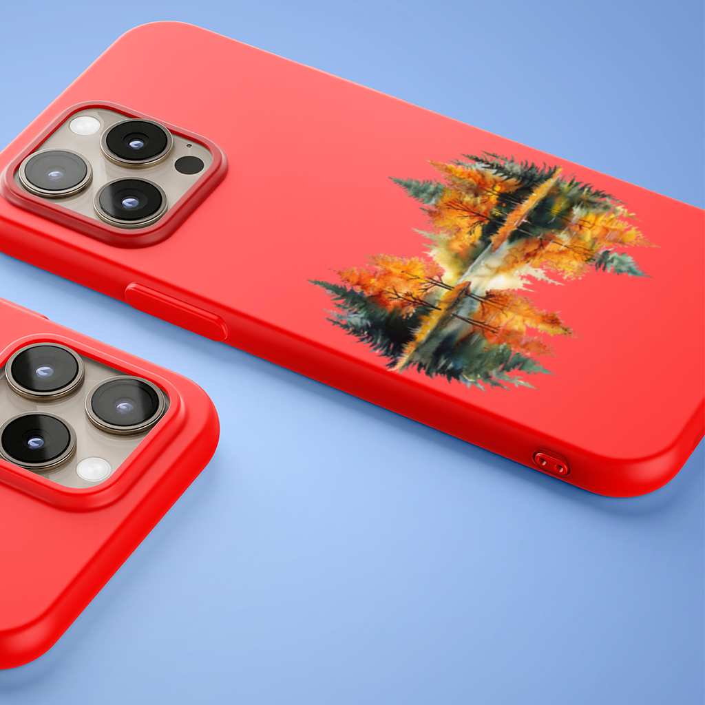 Sonbahar Ormanı Göl Yansıması iPhone 15 Pro ve Pro Max Kılıfı