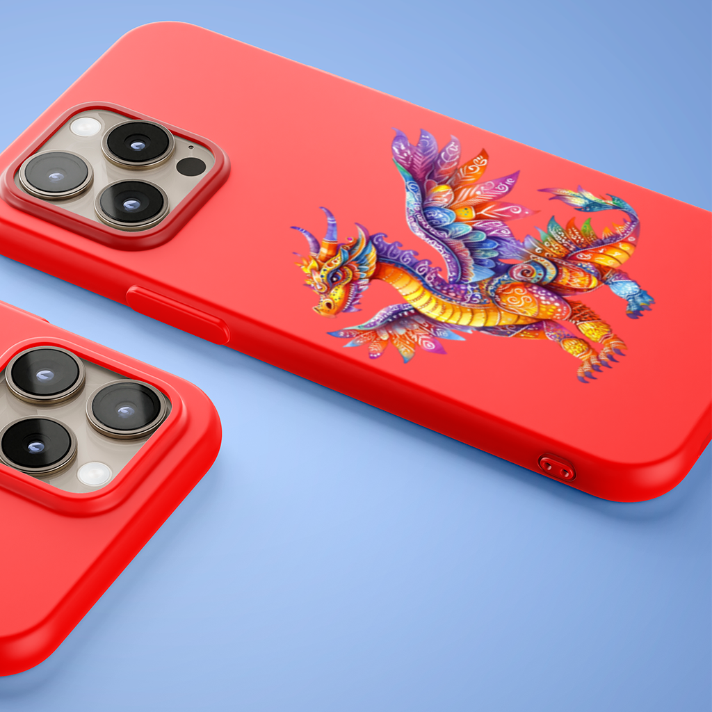 Vibrant Rainbow Mythical Dragon iPhone 15 Pro and Pro Max Case