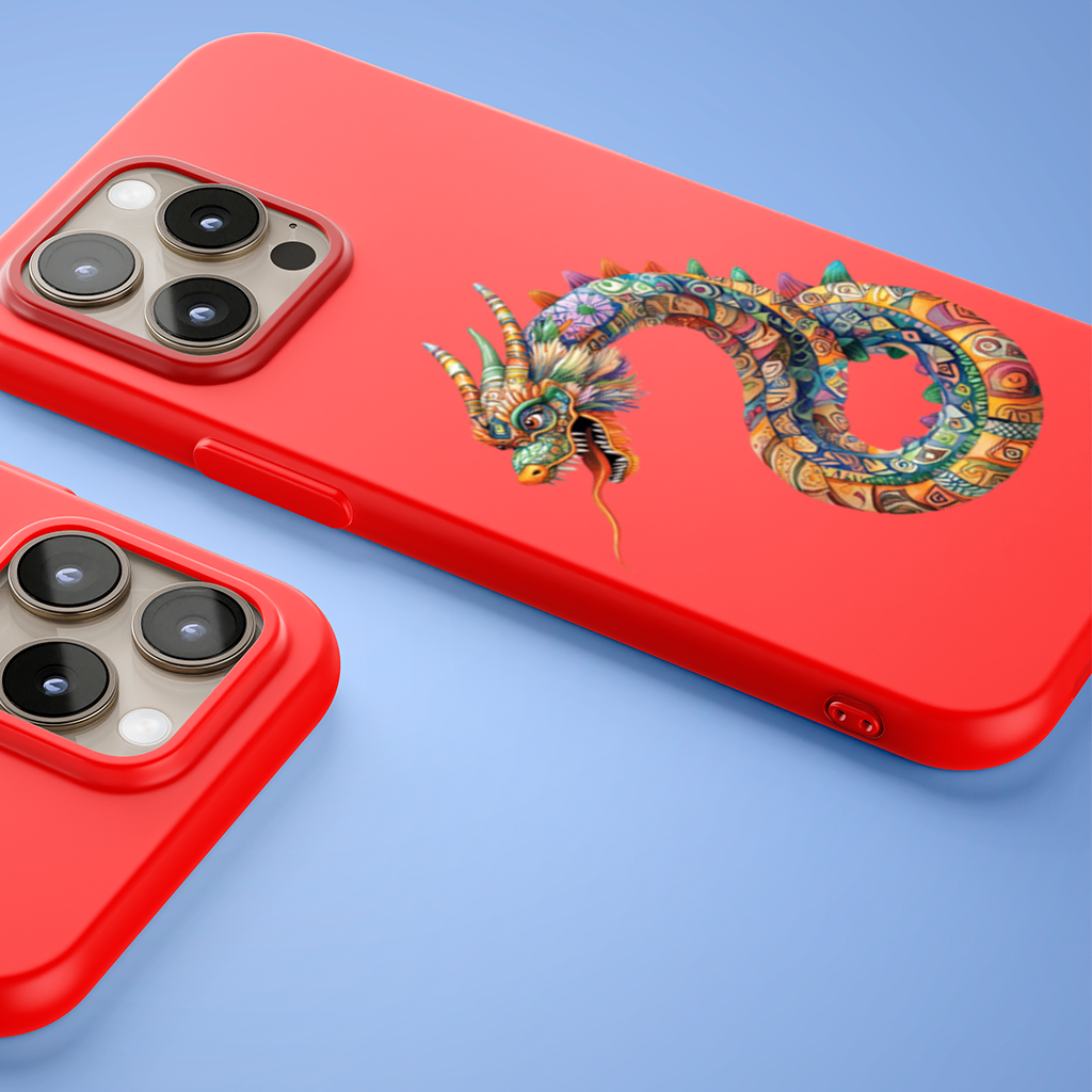 Renkli Mozaik Çin Ejderhası iPhone 15 Pro ve Pro Max Kılıfı