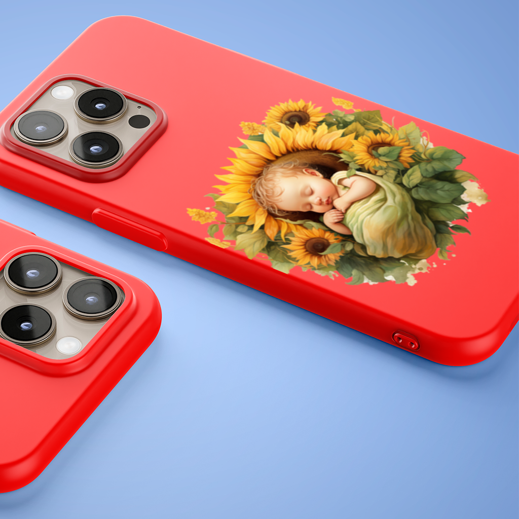 Sleeping Baby in Sunflower iPhone 15 Pro and Pro Max Case