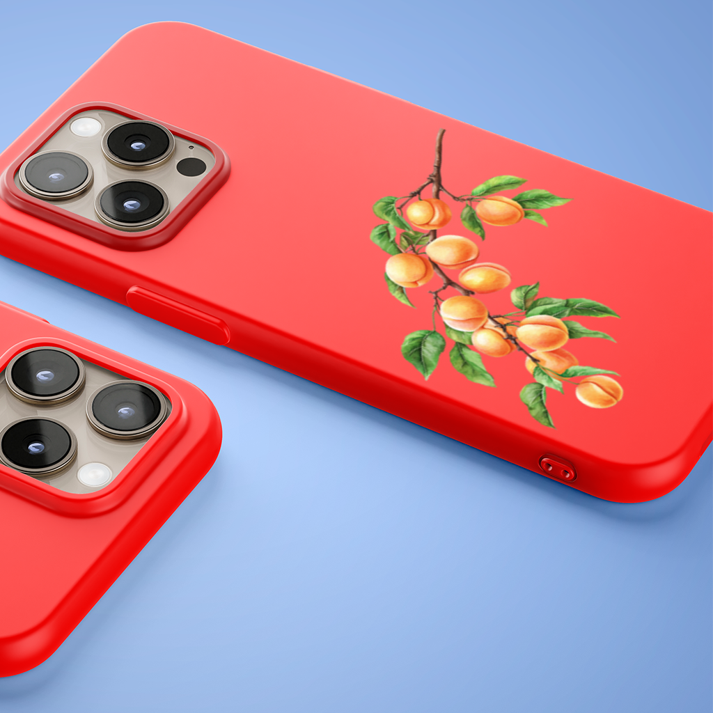 Olgun Turuncu Kayısı Dalı iPhone 15 Pro ve Pro Max Kılıfı