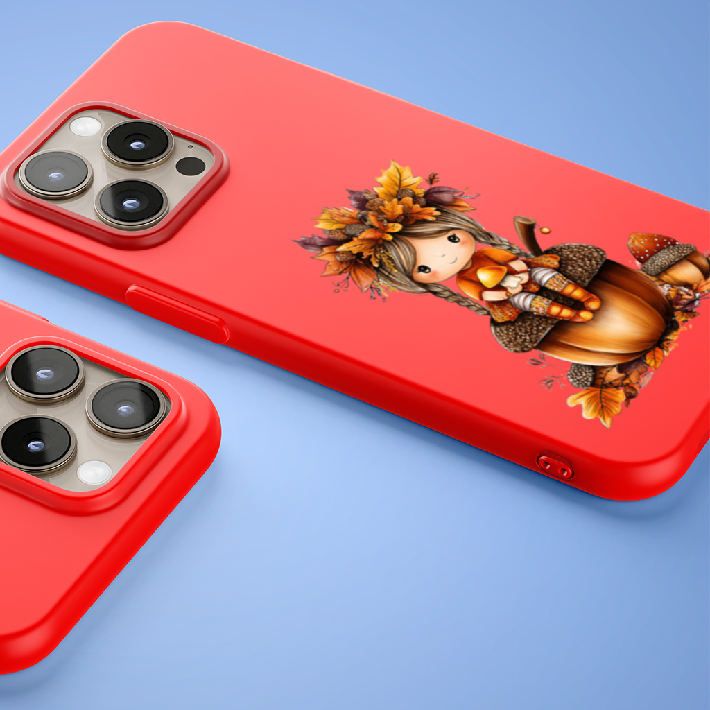 Autumn Acorn Mushroom Girl iPhone 15 Pro and Pro Max Case