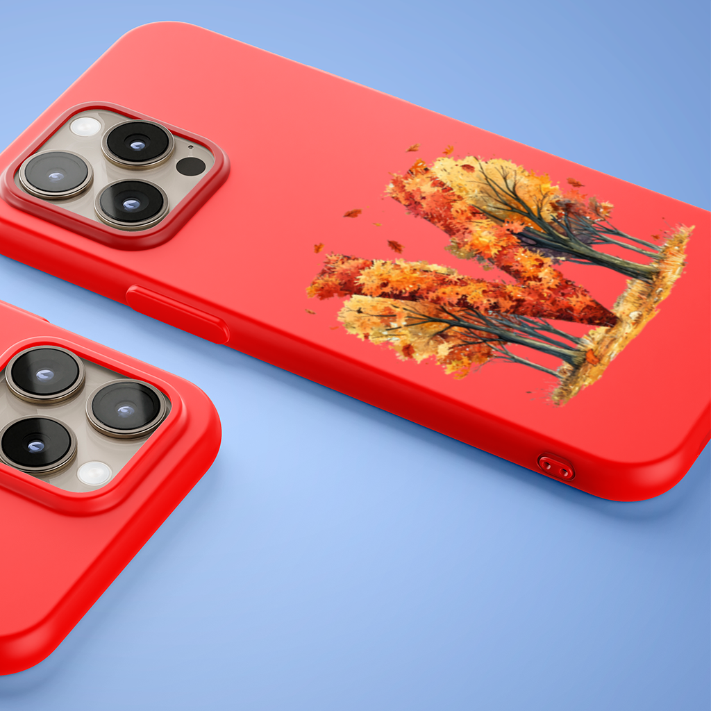 Turuncu Sonbahar Ormanı M Harfi iPhone 15 Pro ve Pro Max Kılıfı