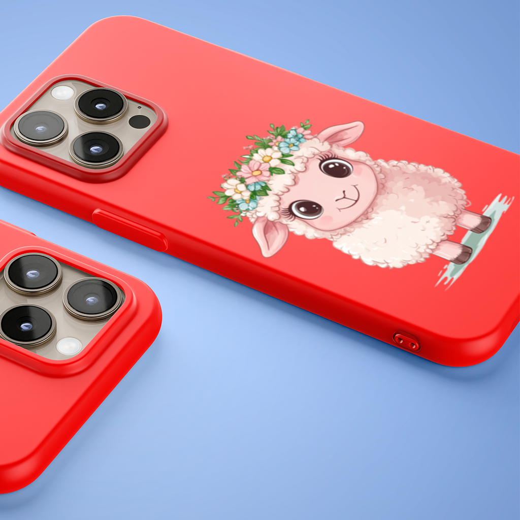 Kawaii Flower Crown Pink Lamb iPhone 15 Pro and Pro Max Case