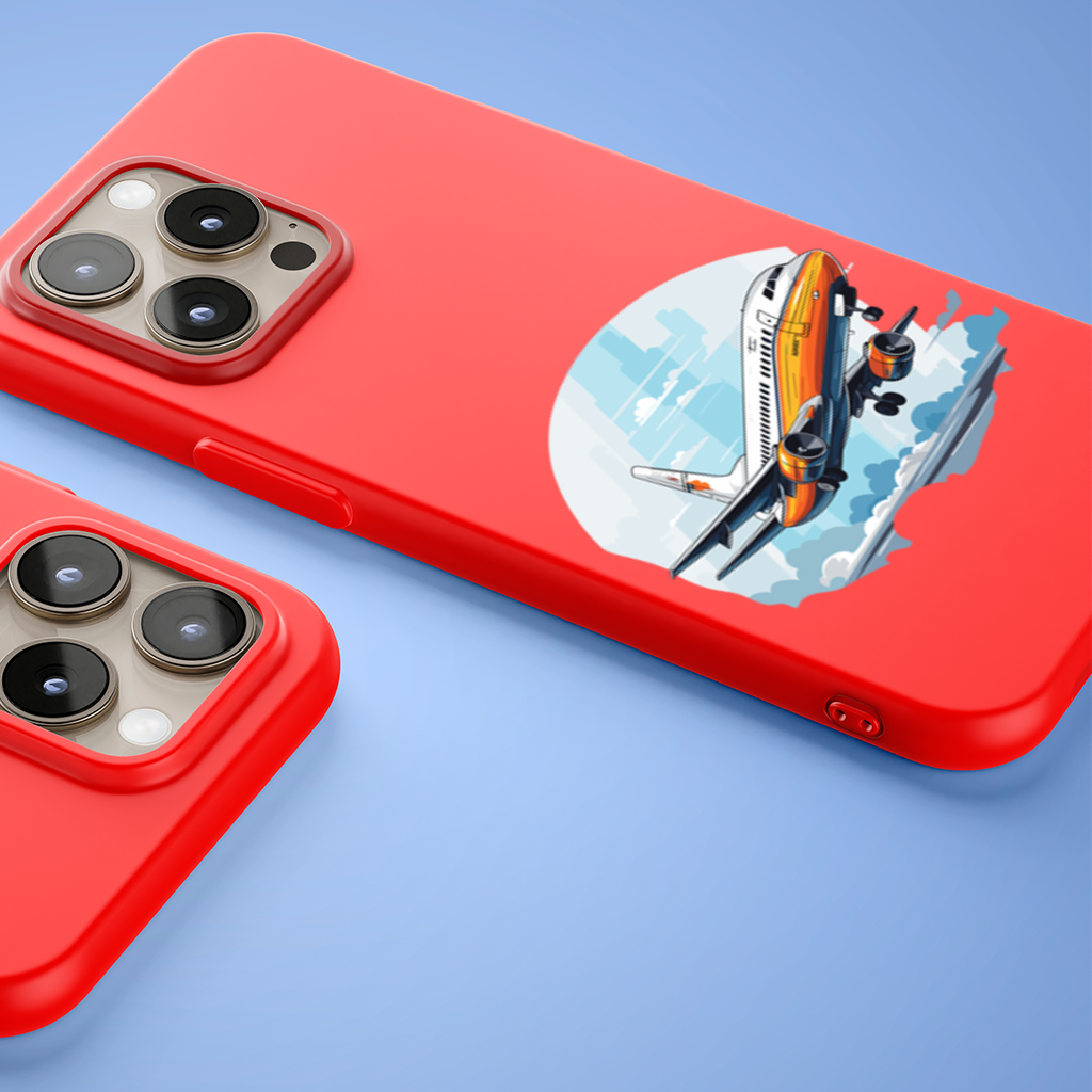 Retro Orange Commercial Airplane iPhone 15 Pro and Pro Max Case