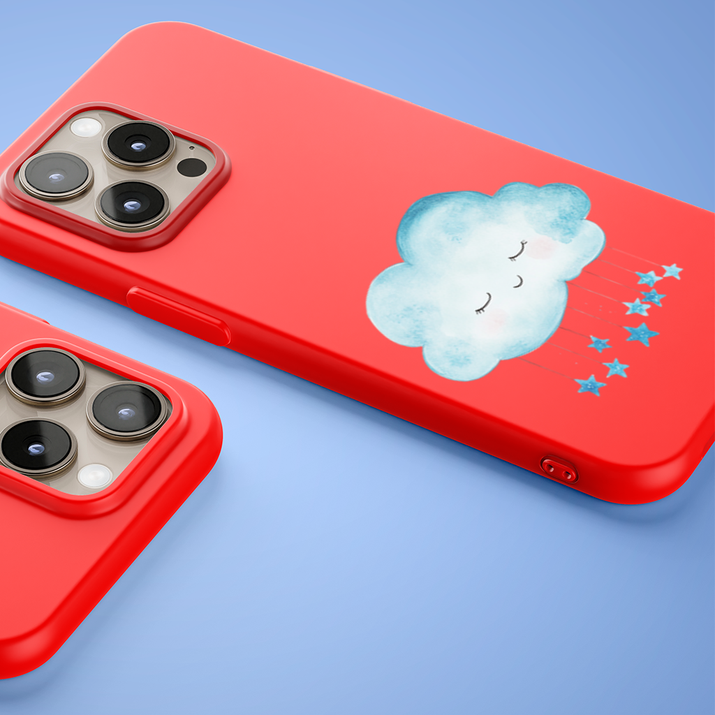 Mavi Uyuyan Bulut ve Sallanan Yıldızlar iPhone 15 Pro ve Pro Max Kılıfı