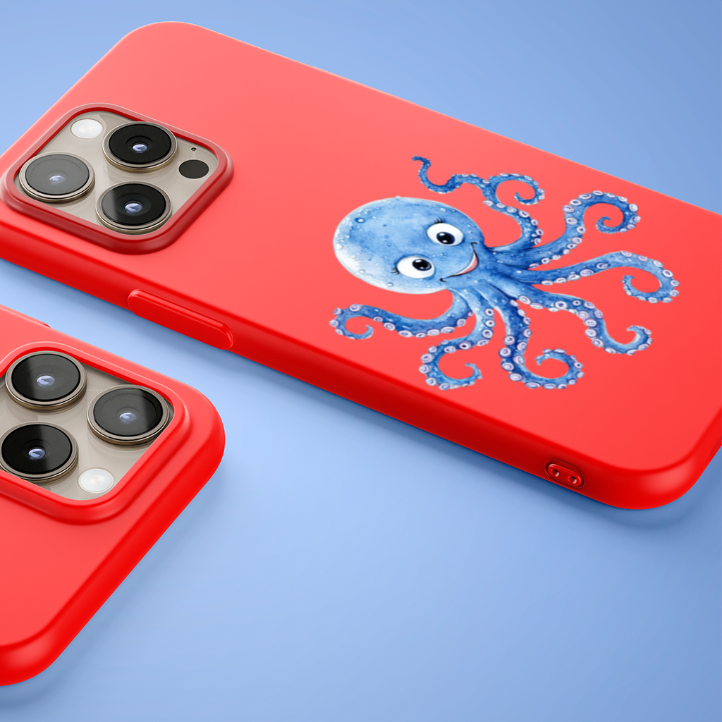 Cute Blue Watercolor Octopus iPhone 15 Pro and Pro Max Case