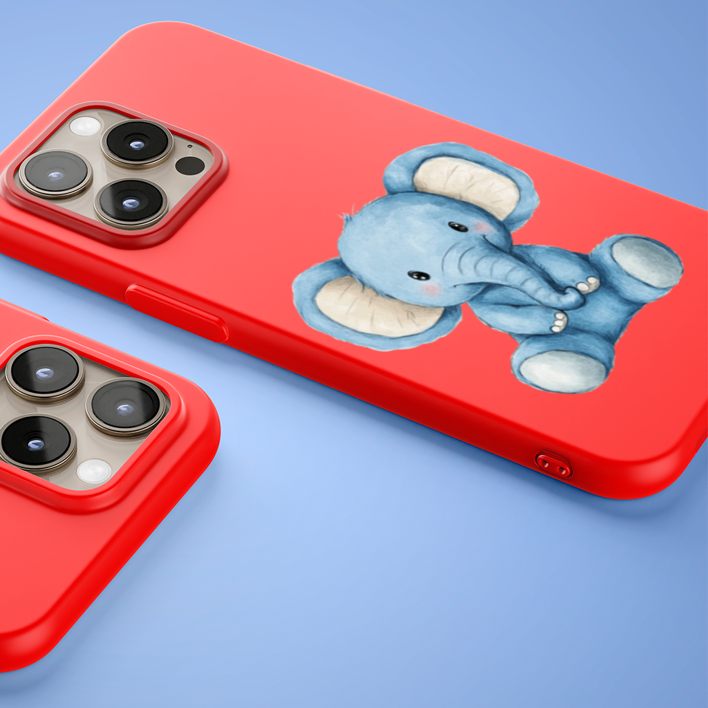 Cute Blue Watercolor Baby Elephant iPhone 15 Pro and Pro Max Case