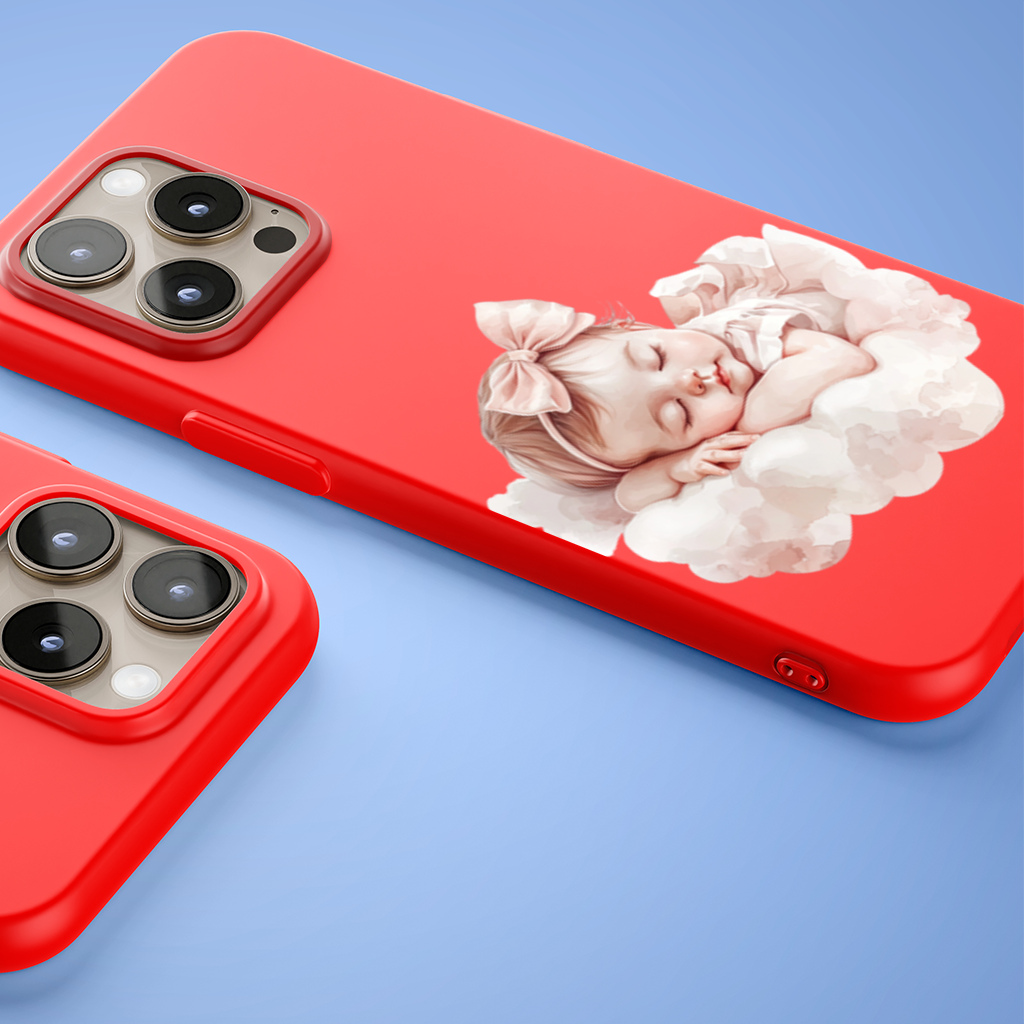 Pembe Kurdeleli Uyuyan Kız Bebek iPhone 15 Pro ve Pro Max Kılıfı