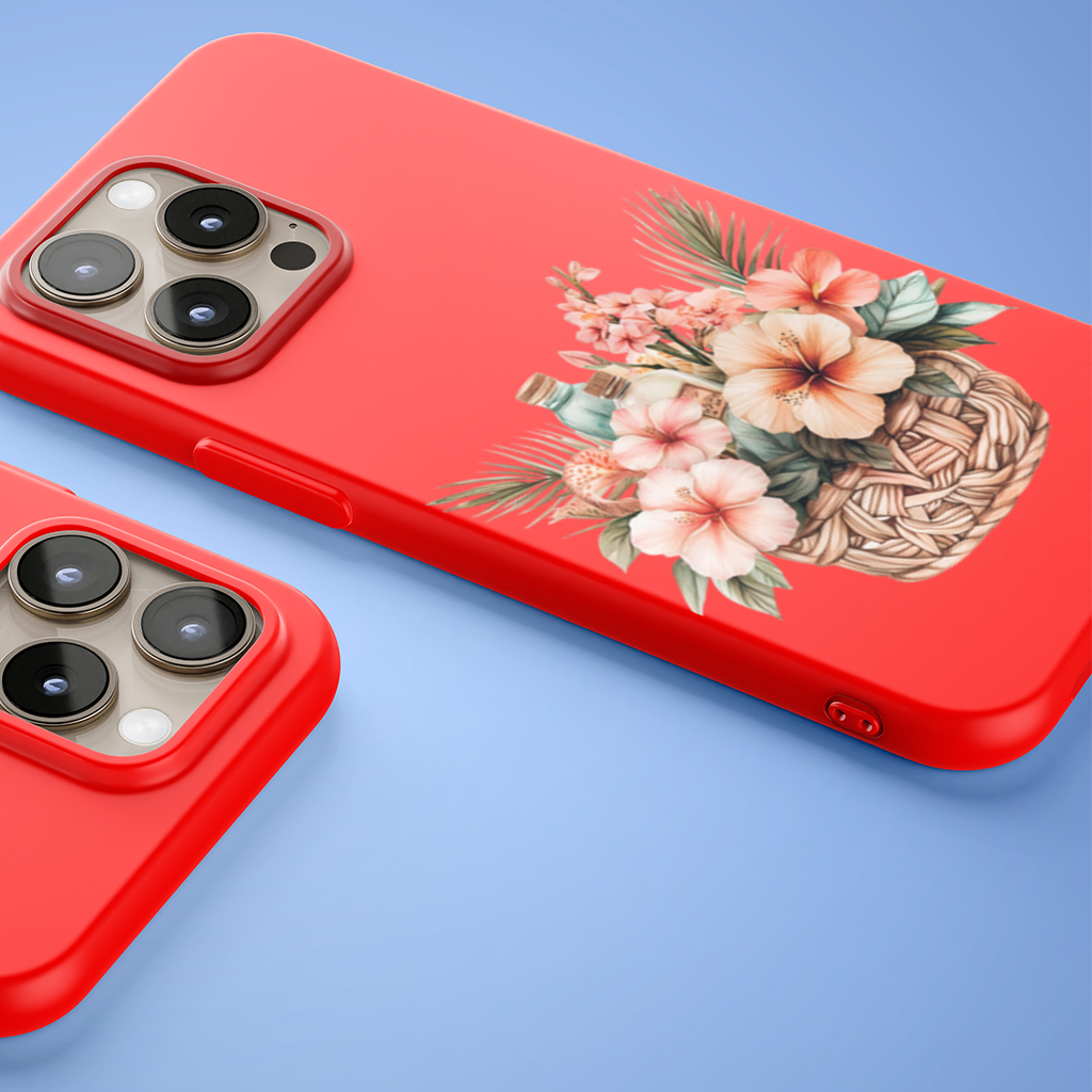 Tropical Hibiscus Flower Woven Basket iPhone 15 Pro and Pro Max Case