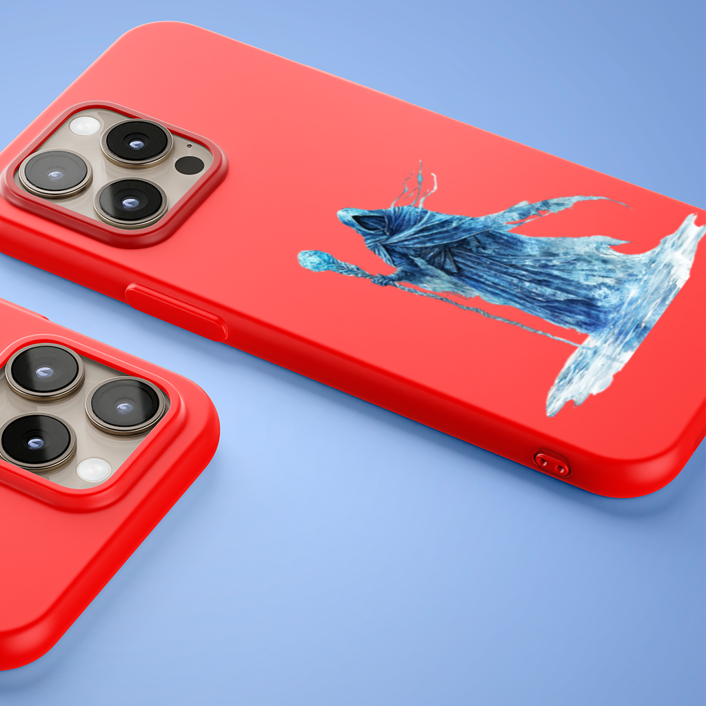 Blue Frost Mage Hooded Wizard Staff iPhone 15 Pro and Pro Max Case