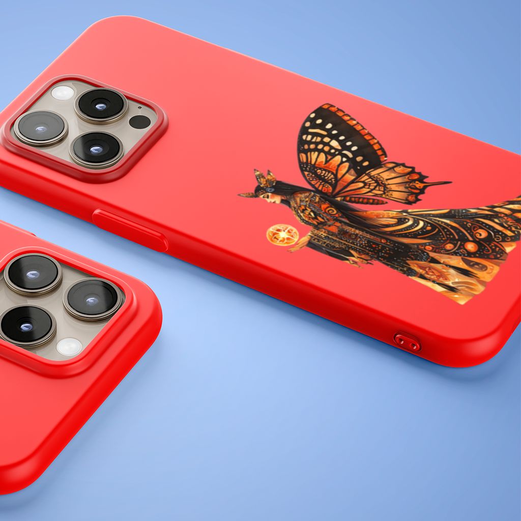 Monarch Kelebek Kanatlı Tanrıça iPhone 15 Pro ve Pro Max Kılıfı
