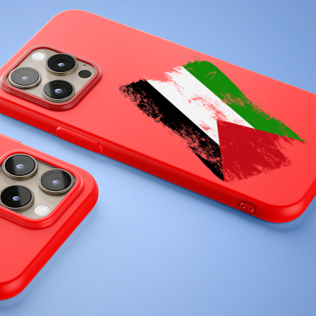 Filistin Direniş Bayrağı Fırça Darbesi iPhone 15 Pro ve Pro Max Kılıfı