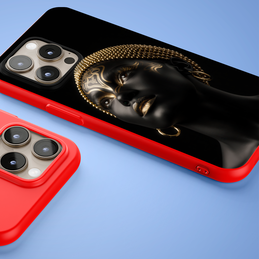 Gold Afrofuturistic Black Woman iPhone 15 Pro and Pro Max Case
