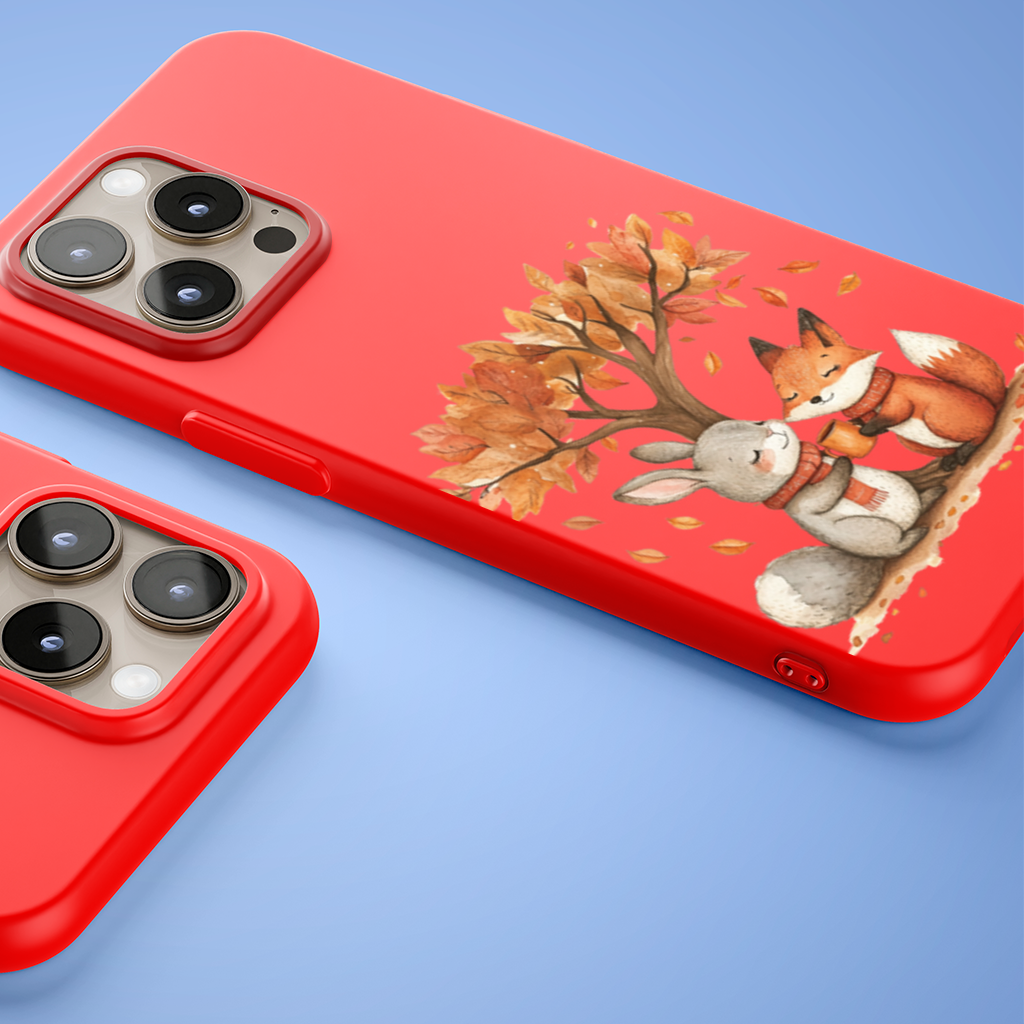 Sıcacık Sonbahar Tavşanı ve Tilkisi iPhone 15 Pro ve Pro Max Kılıfı