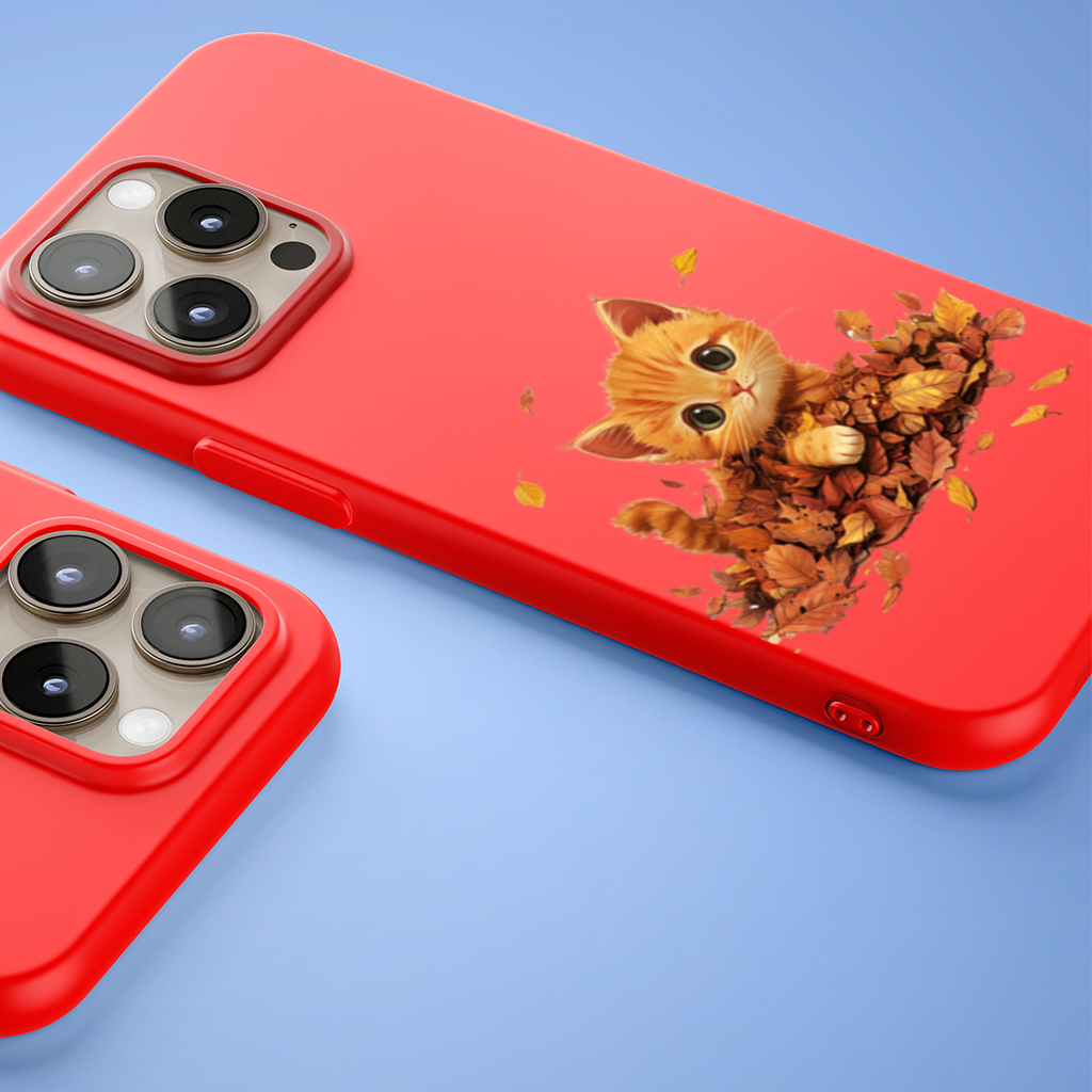 Ginger Kitten in Autumn Leaves iPhone 15 Pro and Pro Max Case