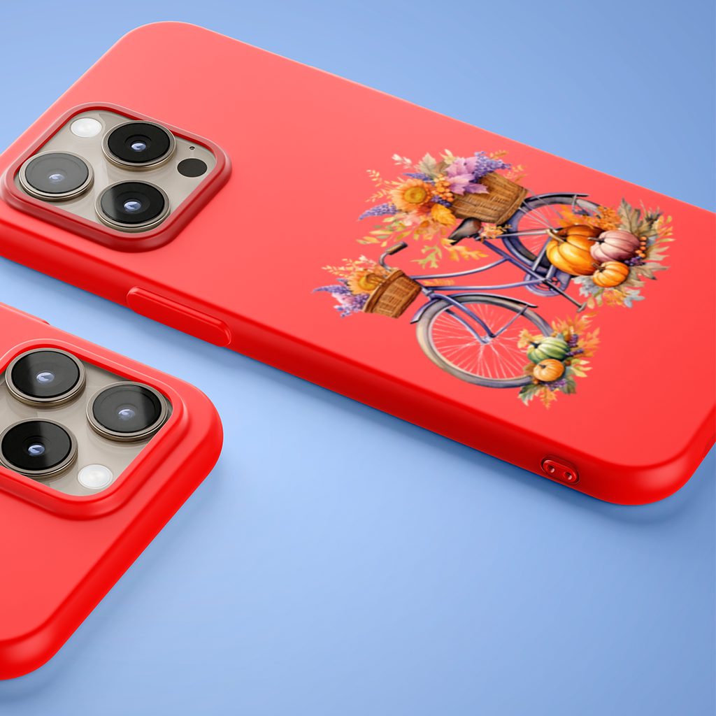 Lavender Autumn Bicycle with Pumpkins iPhone 15 Pro Max Case