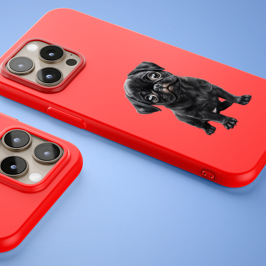 Masum Bakışlı Siyah Pug Yavrusu iPhone 15 Pro Max Kılıfı