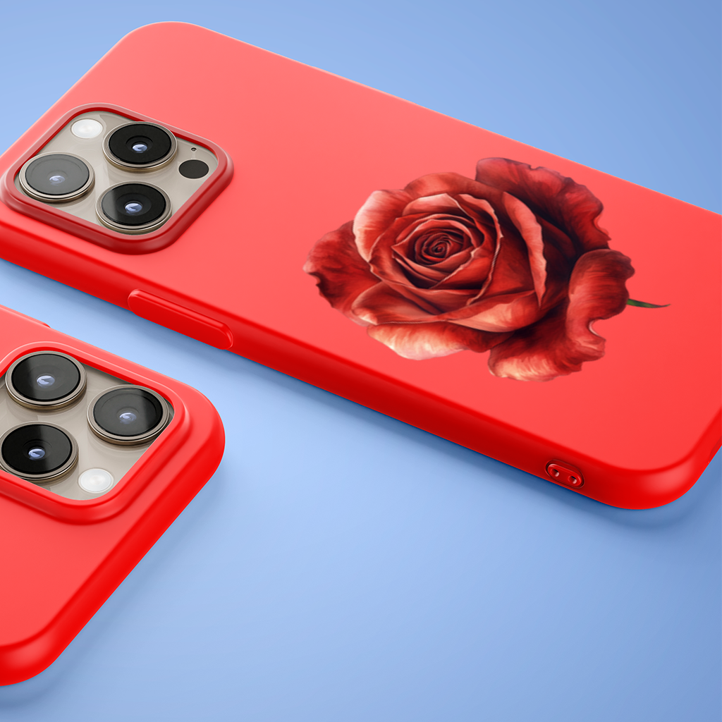 Crimson Red Rose iPhone 15 Pro Max Case