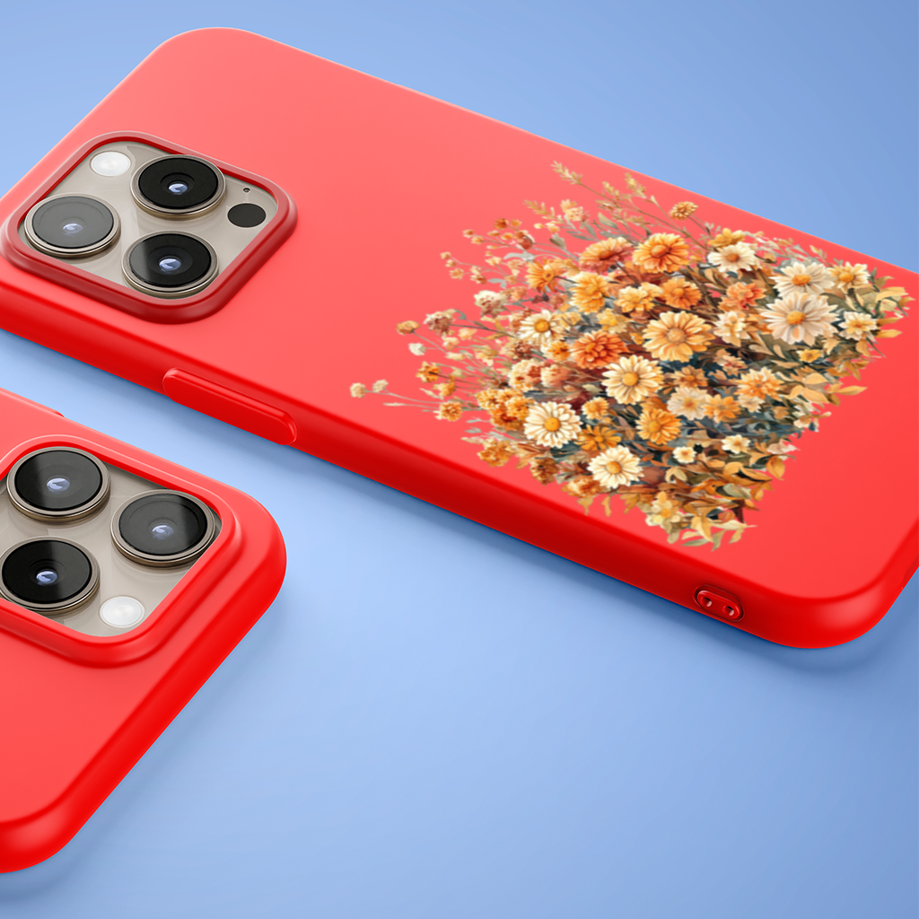 Watercolor Orange Wildflowers 