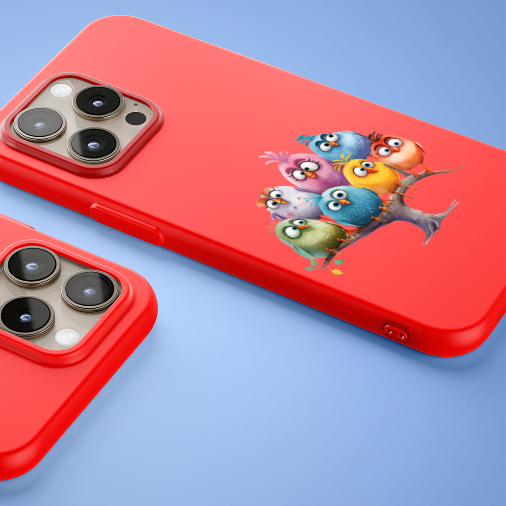Daldaki Renkli Sevimli Kuşlar iPhone 15 Pro Max Kılıfı