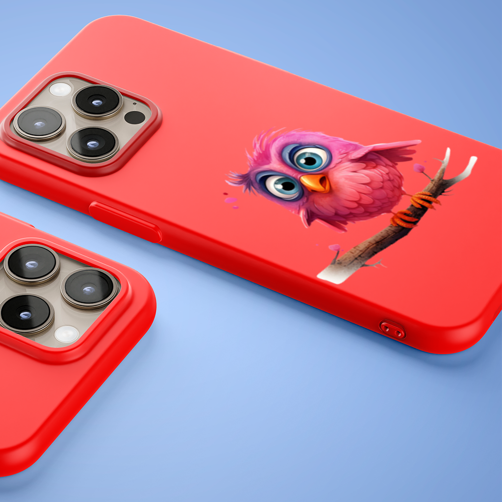 Cute Pink Bird with Large Blue Eyes 