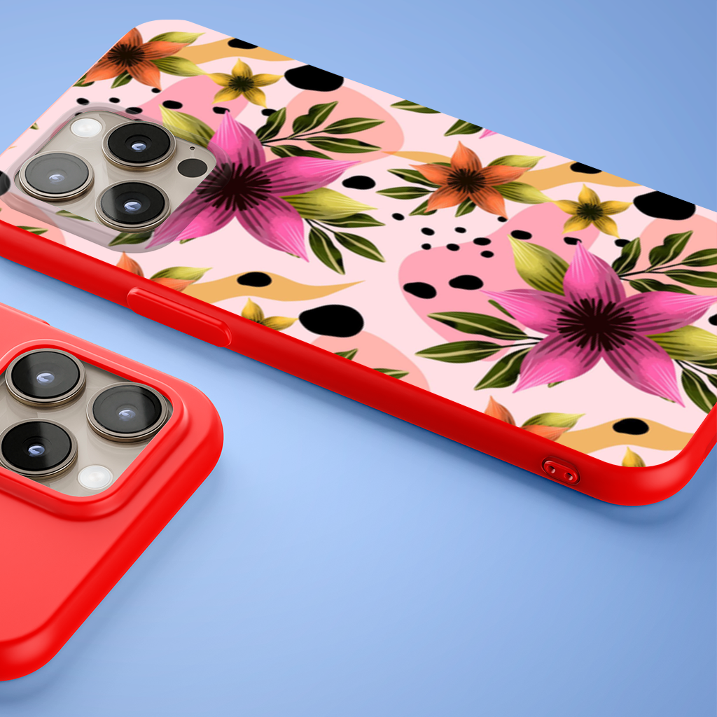 Boho Pink Lily Botanical iPhone 15 Pro Max Case