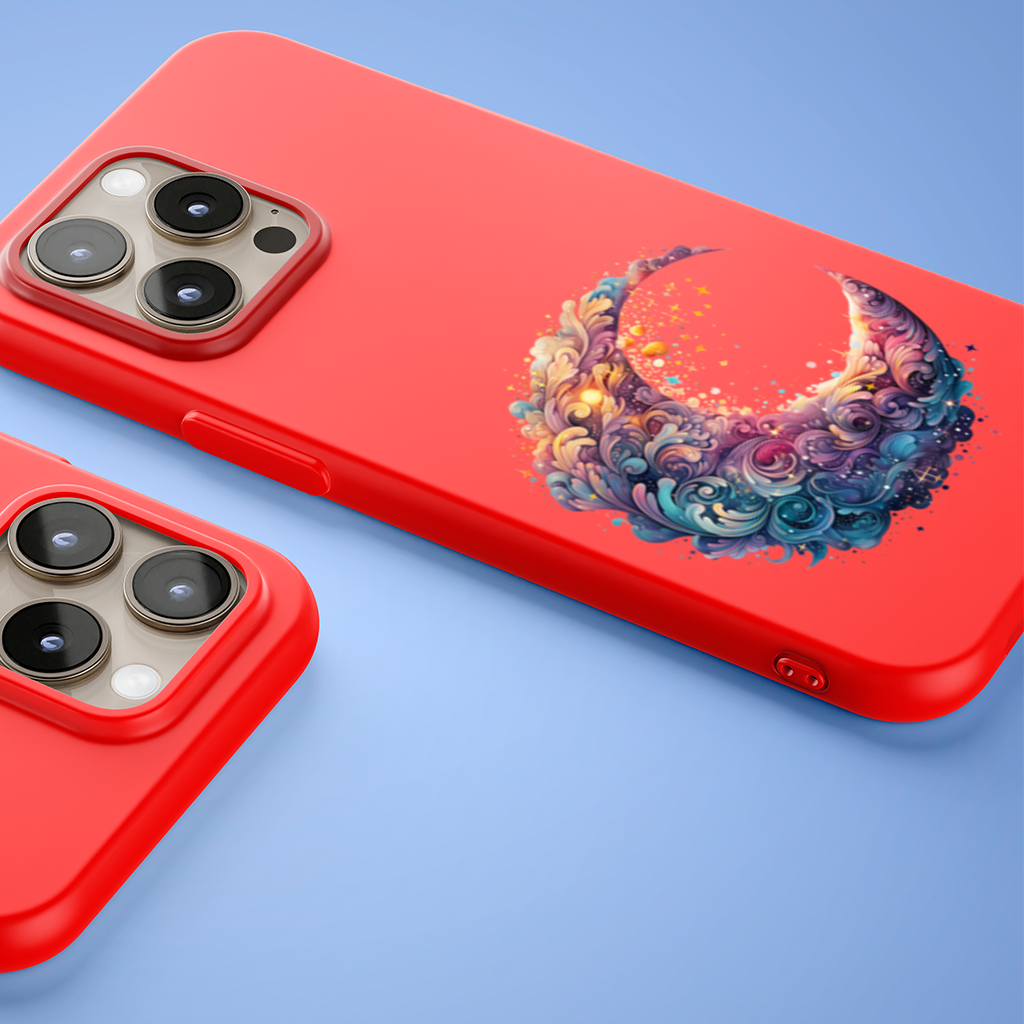 Colorful Swirled Celestial Moon iPhone 15 Pro Max Case
