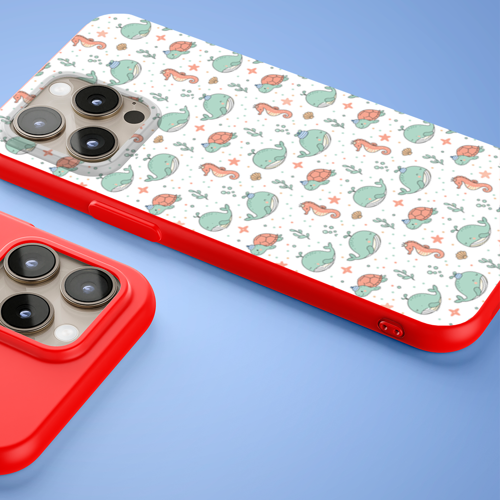 Cute Sea Animals Pattern iPhone 15 Pro Max Case