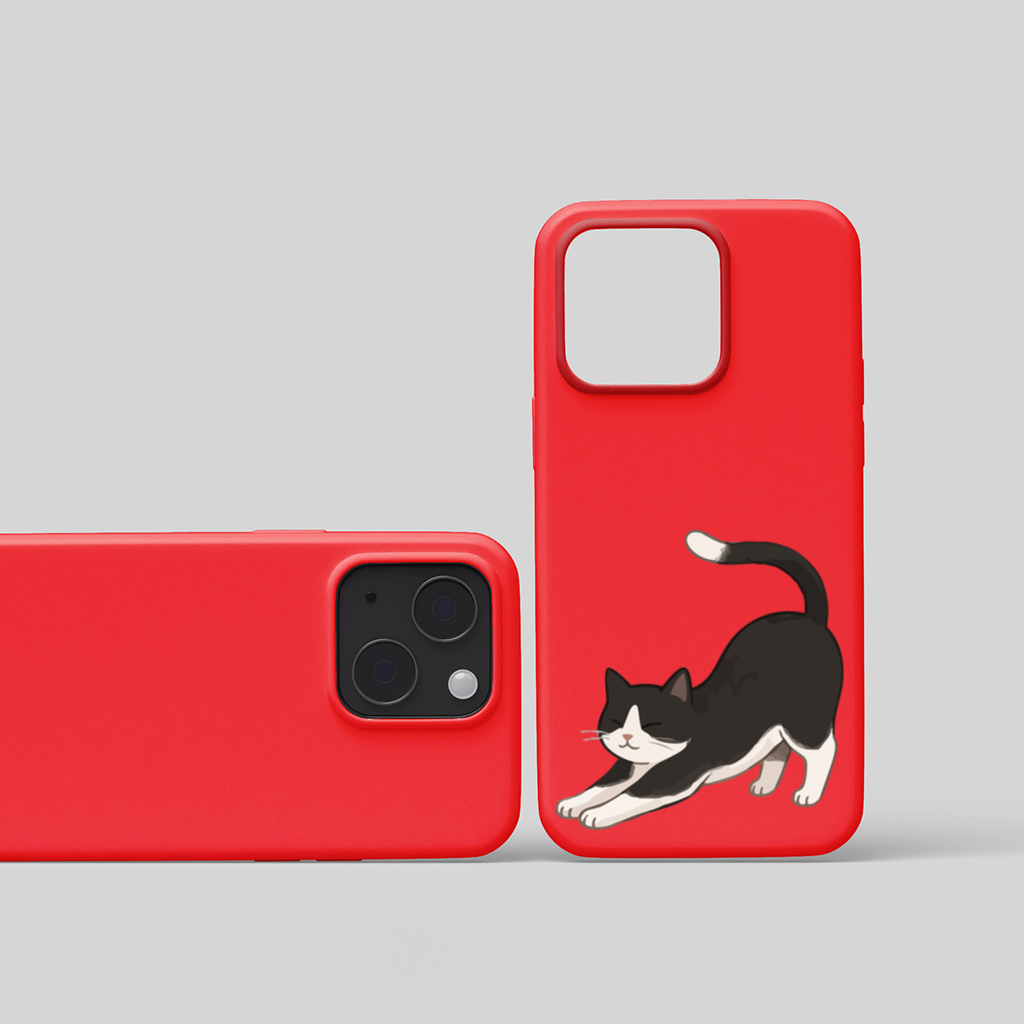 Stretching Tuxedo Cat iPhone 15 Plus Case