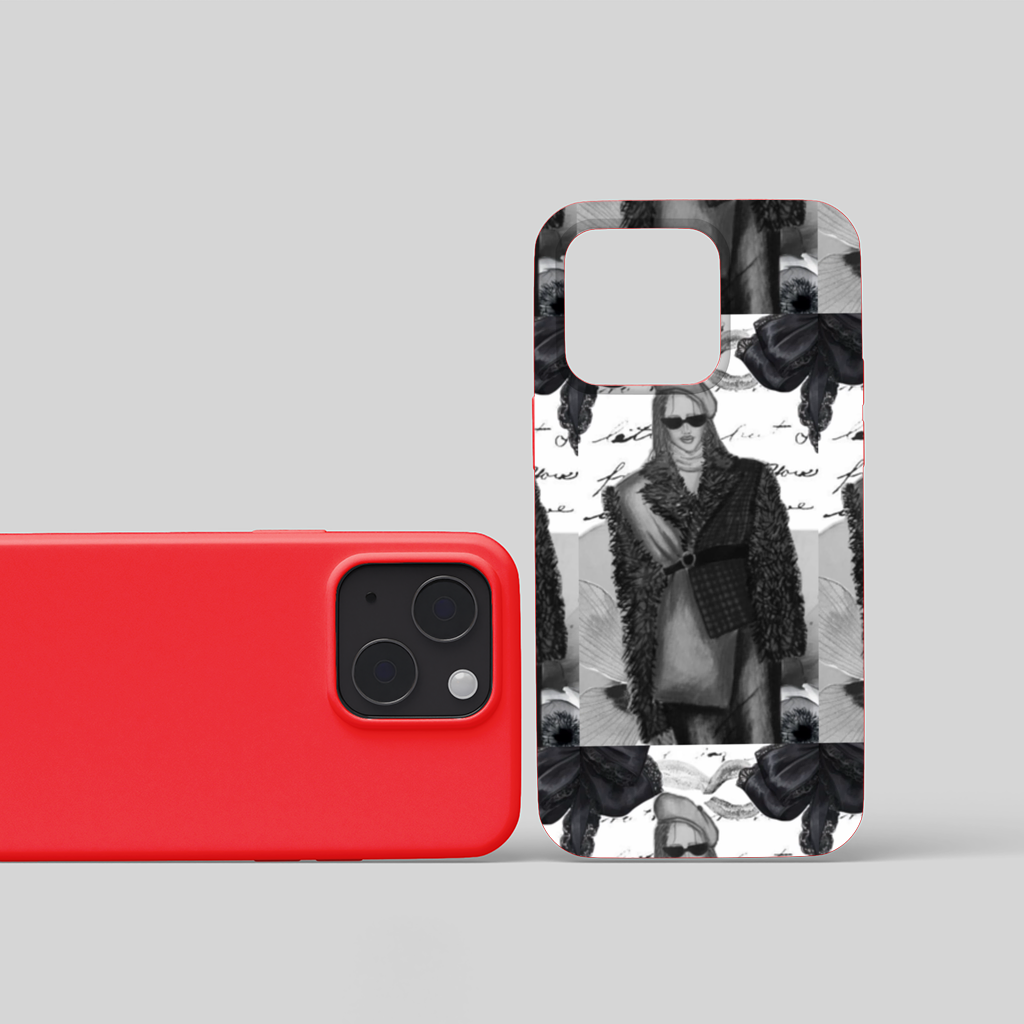 Black  White Illustration iPhone 15 Plus Case