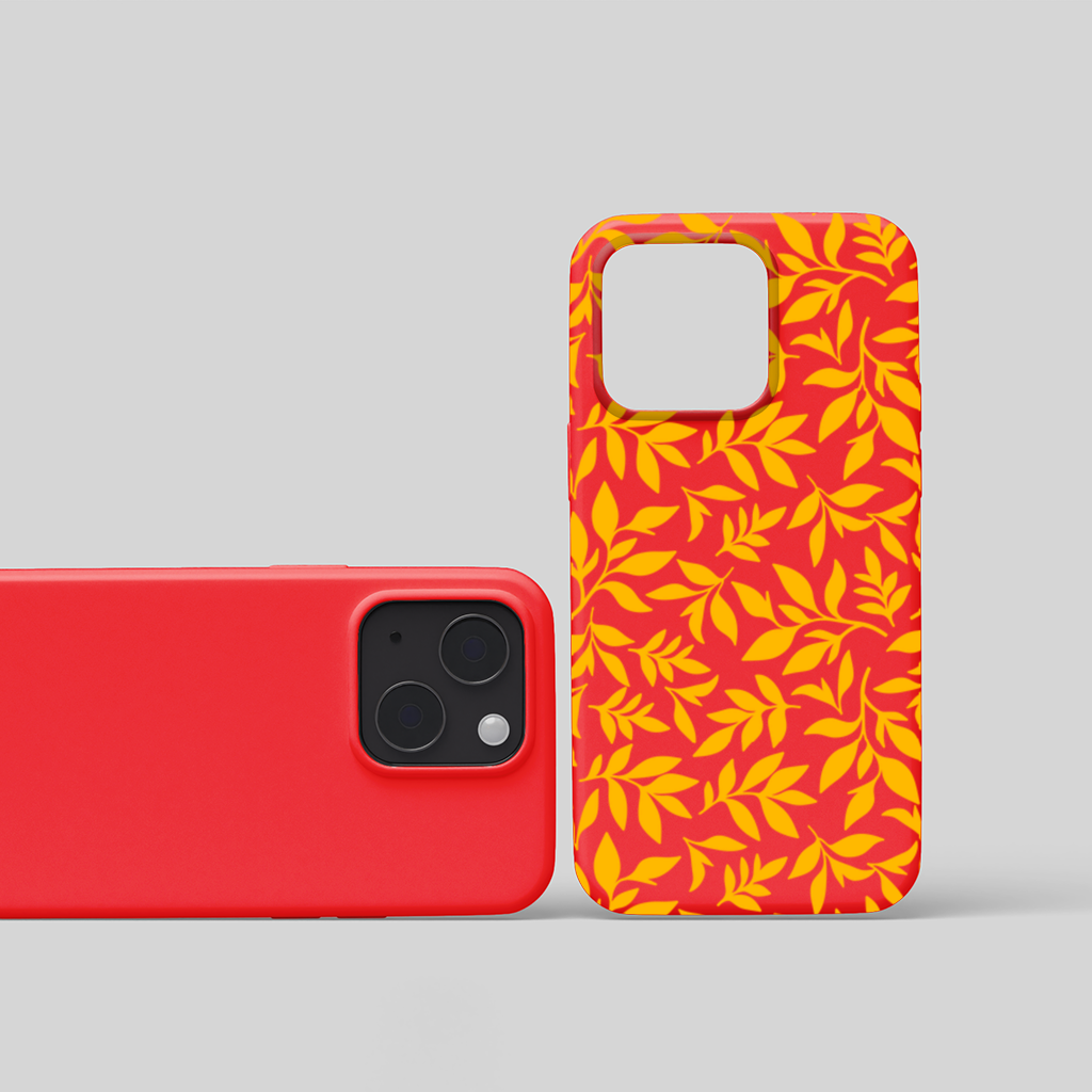 Mustard Yellow Botanical Leaves iPhone 15 Plus Case