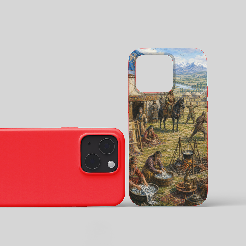 Ancient Steppe Heritage Historic Turkish Camp Scene Art iPhone 15 Plus Case