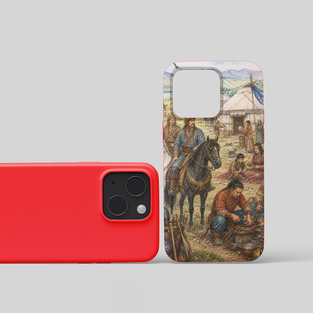 Blacksmiths of the Steppe Ancient Nomadic Camp Art iPhone 15 Plus Case