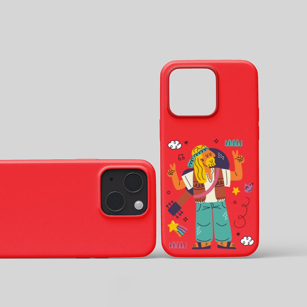 Retro Hippie Karakteri iPhone 15 Plus Kılıfı