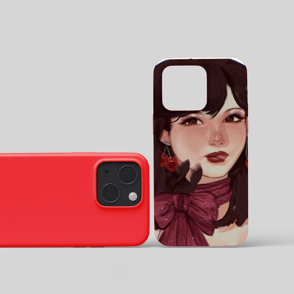 Girl with Cherry Earrings iPhone 15 Plus Case