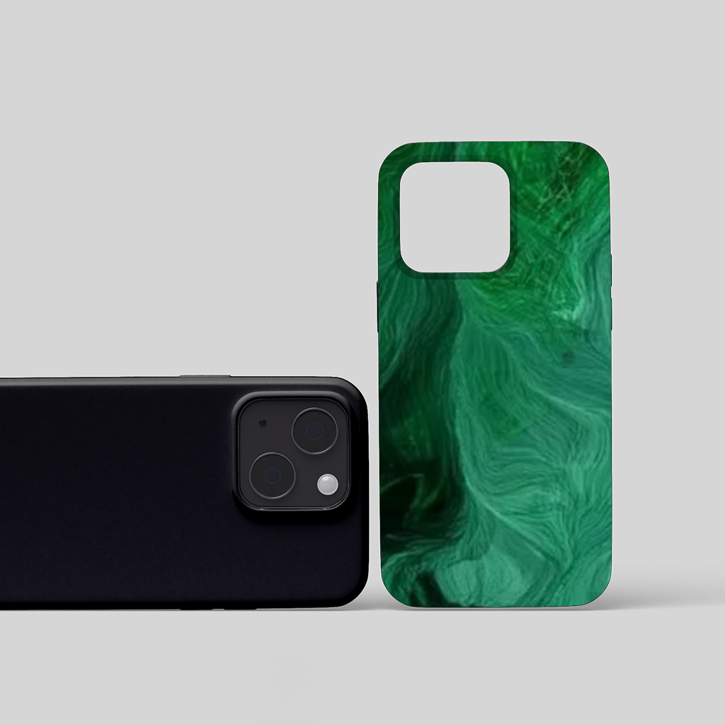 Black and green marbling iPhone 15 and Plus Case