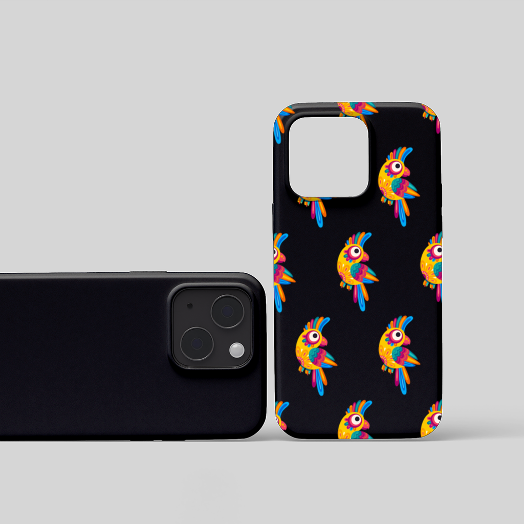 Vibrant Tropical Parrot Folk iPhone 15 and Plus Case