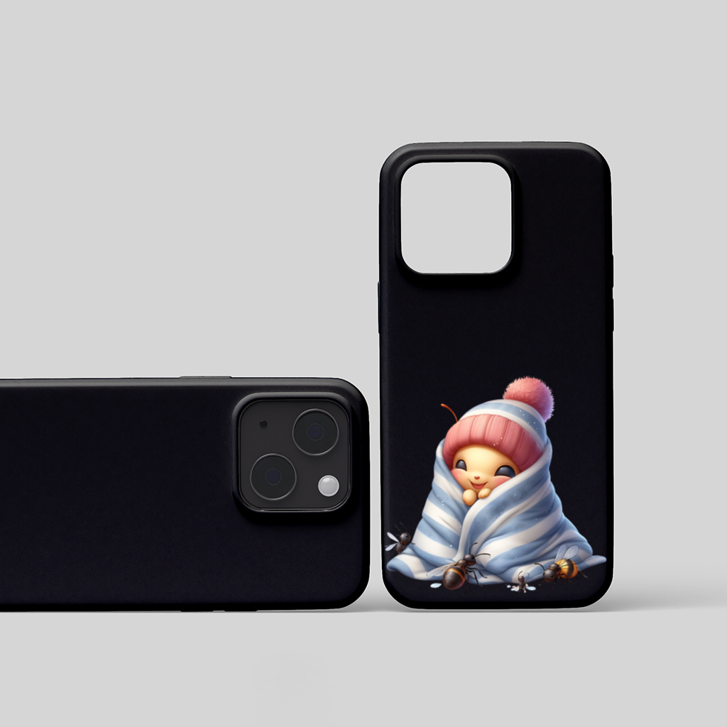 Kawaii Baby Bee in Pink Beanie iPhone 15 and Plus Case